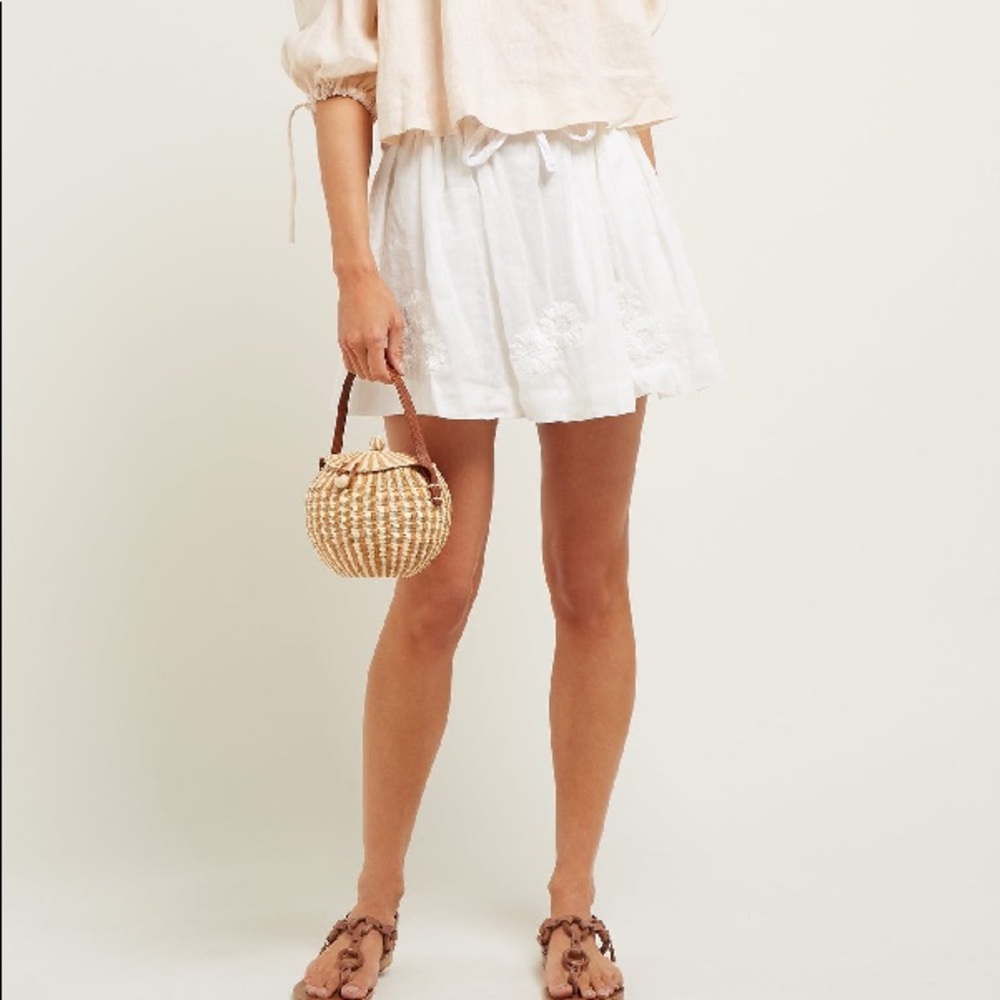 Innika Choo embroidered ramie mini skirt